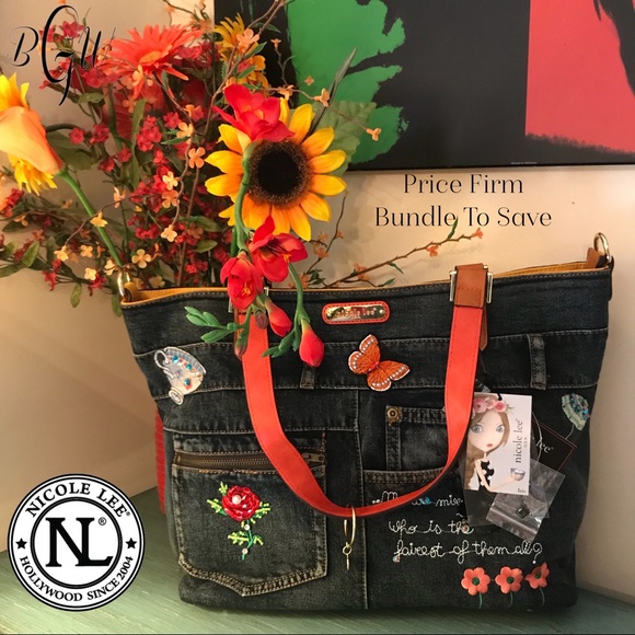 🇺🇸SALE😍5🌟Nicole Lee Embroidery Shopper Bag - Picture 3 of 7
